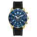 Bulova Men's Classic Chronograph 6 Hand Gold Stainless Steel Watch with Black Silicone Strap, Blue Dial (Model:98A244)¹͢