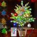 ̲18 Colors Artificial Mini Christmas Tree, 20In Lighted Tabletop Xmas Tree with Color Changing LED Lights, Pre-Lit Small Christmas Tree¹͢