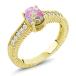 指輪 リング 0.78カラット シミュレイテッドオパール(ピンク) 合成ホワイトサファイア(ダイヤのような無色透明) シルバー 925 イエローゴールドコーティング