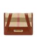  Burberry noba проверка чехол для пропуска футляр для карточек бежевый многоцветный парусина кожа женский BURBERRY [ б/у ]
