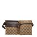  Gucci GG парусина сумка "body" сумка-пояс 28566 бежевый Brown парусина кожа женский GUCCI [ б/у ]