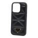  Prada треугольник Logo plate iPhone кейс iPhone 14Pro смартфон кейс чёрная кожа пластик унисекс PRADA [ б/у ]