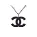シャネル ロゴネックレス 黒 SV金具 2006年モデル レディース ABランク CHANEL 中古 銀蔵