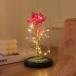  стекло купол. искусственный цветок rose 1 шт,LED свет ( розовый )