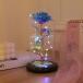  стекло купол. искусственный цветок rose 1 шт,LED свет ( синий )