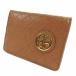  Tory Burch складывающийся пополам чехол для пропуска футляр для карточек женский кожа Brown Gold металлические принадлежности б/у Tory Burch