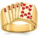 ¹͢ʡSaris and Things 14K Yellow Gold Enameled Royal Flush in Hearts Mens