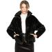 Allegra K Women's Winter Coat Shawl Collar Zipper Front Faux Fur ¹͢