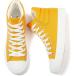 POVOGER High Top Sneakers for Women White Womens High Tops Canvas Shoes Black Fashion Sneakers Casual Lace up Tennis Shoes (Yellow US09)¹͢