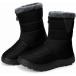 TEMOFON Women Snow Boots Winter: Waterproof Insulated Short Ankle Booties for Woman Black 10 with Warm Fur Lined Slip On Boot Front Zipper