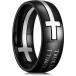 King Will Stainless Steel Wedding Band for Men - 8mm Black Silver Plated Inlay Cross and Text True Love Waits for Everyday Wear Comfort Fit 11