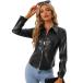 ���¹�͢���ʡ�Allegra K Women's Faux Leather Jackets Long Sleeve Zip Up Blazer