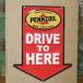 ܥ᥿륵ץ졼 DRIVE TO HERE MINI EMBOSS METAL SIGN PENNZOIL ꥫ ⡼ 