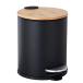  waste basket cover attaching 5L pedal type waste basket round bamboo cover trash can sound less is less smell . air-tigh kitchen, living room, toilet, bus room, for office ( black )
