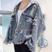  жакет casual Denim G Jean повреждение обработка твердый бахрома ioso Boy shu cut off большой Silhouette внешний модный 
