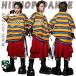  Kids танцевальный костюм выставить девочка мужчина полоса футболка шорты красный колье бандана перчатки привлекательный Street . рука Корея K-POP группа 