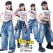  Denim 7 минут брюки k-pop костюм Kids танцевальный костюм выставить hip-hop .... tops девочка t рубашка короткий рукав Denim брюки девочка 7 минут длина длинные брюки 