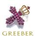 .. подлинный . прекрасный подвеска с цепью рубин diamond бриллиант Crown Cross K18YG/WG BLJ