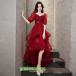  цветное платье коктейль платье длинное платье передний короткий после длина рыба tail платье вечернее платье презентация исполнение . stage платье красный красный chu-ru