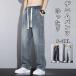  Denim брюки мужской брюки Vintage woshu тонкий распорка свободно широкий Silhouette резина талия casual длинные брюки новый продукт 