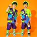  Kids танцевальный костюм HIPHOP hip-hop Корея ребенок одежда Jazz Dance лето отвечающий .. stage костюм тренировка надеты Dance одежда презентация девочка мужчина верх и низ в комплекте футболка брюки 