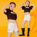  танцевальный костюм Kids Корея лето Jazz Dance Cheer девушка девушки чёрный белый короткий рукав верх шорты выставить .... hip-hop отвечающий ..HIPHOP тренировка надеты 