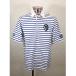 *sinakoba[*001*]2024* весна * лето <30%OFF> короткий рукав Rugger рубашка <L размер *LL размер > белый * королевский синий * окантовка -ec286