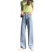  джинсы широкий брюки Denim Корея мода женский высокий талия body type покрытие брюки casual девушки oru коричневый n