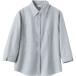 住商モンブランの飲食・カフェ　シャツ、レディス、７分袖、グレーストライプ、比翼タイプ_OCAHOL_住商モンブランの飲食・カフェ　シャツ、キリリと上品な比翼シャツは、スリット入りの７分袖でいっそう軽やかに_OCAHOL_文房具・オフィス・手...