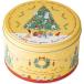 _OCAHOL_クリスマスデザインのブリキ製丸型ギフト缶です。かわいいクリスマスツリーと明るい黄色がポップで可愛いデザインです。紙箱より丈夫で後からリユースできるのも缶の嬉しいポイント。1パック6個入りの小ロットですので在庫の置き場所にも困...