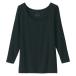 【レディース】無印良品 あったか綿 Uネック八分袖Tシャツ 婦人 L 黒 良品計画
