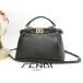  Fendi pi- Cub - Mini гладкий кожа чёрный ручная сумочка небольшая сумочка превосходный товар @ 11