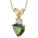 14 Karat Yellow Gold Heart Shape Created Black Opal Diamond Pendant
