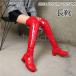  jockey boots long boots lady's boots enamel knee high boots autumn winter large size futoshi heel engineer boots commuting formal 30 fee 40 fee 
