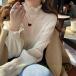  гонки внутренний с высоким воротником Total шея cut and sewn гонки tops гонки tops Layered tops длинный рукав тонкий .. накладывающийся надеты красивый . цветочный принт 