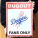 doja-s жестяная пластина табличка Logo модный DOGOUT стандартный лицензия товар USA производства FANS ONLY Professional Baseball гараж Los Angeles Dodgers