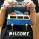  жестяная пластина табличка машина wellcome модный retro стена украшение Surf Wagon вход WELCOME автограф голубой симпатичный american смешанные товары интерьер орнамент 