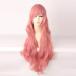  free shipping wig lady's long full wig costume cosplay small articles free size pink 80cm net attaching 