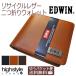 二つ折り財布 EDWIN メンズ レディース EDWIN エドウィン カード4枚 リサイクルレザー ショートウォレット