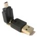 mini USB (オス) 360度回転 スイングタイプ USB変換アダプタ ミニUSB → USB Type-A (オス) ドラレコに便利 ミニUSB 方向転換アダプタ 360度 フレキシブル