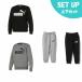  Puma (PUMA) тренировочный одежда верх и низ в комплекте Junior J ESS обратная сторона ворсистый большой Logo Crew +ESS узкие брюки 846542+672609