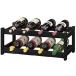 BAMEOS Wine Rack Free Standing 8 Bottle 2 Tier Bamboo Wine Racks Countertop Cabinet Wine Holder Wine Storage Shelf for Kitchen, Bar, Pantry, Wine Cell