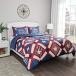 ̵Lavish Home Collection 3-Piece Quilt Set - Hypoallergenic Microfiber Homestead Patriotic Americana Print All-Season Blanket with Sham ¹͢