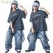  Denim леопардовая расцветка Kids танцевальный костюм синий футболка брюки-карго Kids танцевальный костюм выставить девочка мужчина Корея HIPHOP шарф мода . рука stage 