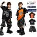  камуфляж Kids танцевальный костюм короткий рукав чёрный orange баскетбол одежда короткий хлеб форма свободно привлекательный Корея способ hip-hop выставить унисекс лето 
