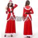クイーン サンタクロース ドレス コスチューム 長袖 ロング スカート/サンタ 女王 衣装 クリスマス 仮装 コスプレ フルセット/レディース 女性 大人 用