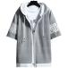 emptio короткий рукав Zip выше Parker модный Street внешний короткий рукав Parker незначительный серый ( лёд серый, L)