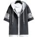 emptio короткий рукав Zip выше Parker модный Street внешний короткий рукав Parker серый (# темно-серый, 3XL)
