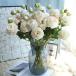  artificial flower rose 6 pcs set rose rose bouquet interior decoration stylish bouquet silk flower present birthday ( white 6ps.@)