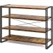  rack shelves open shelf 4 step storage Lux rim wooden shelves board Northern Europe wooden rack kitchen ( old tree color, width 120x4 step )